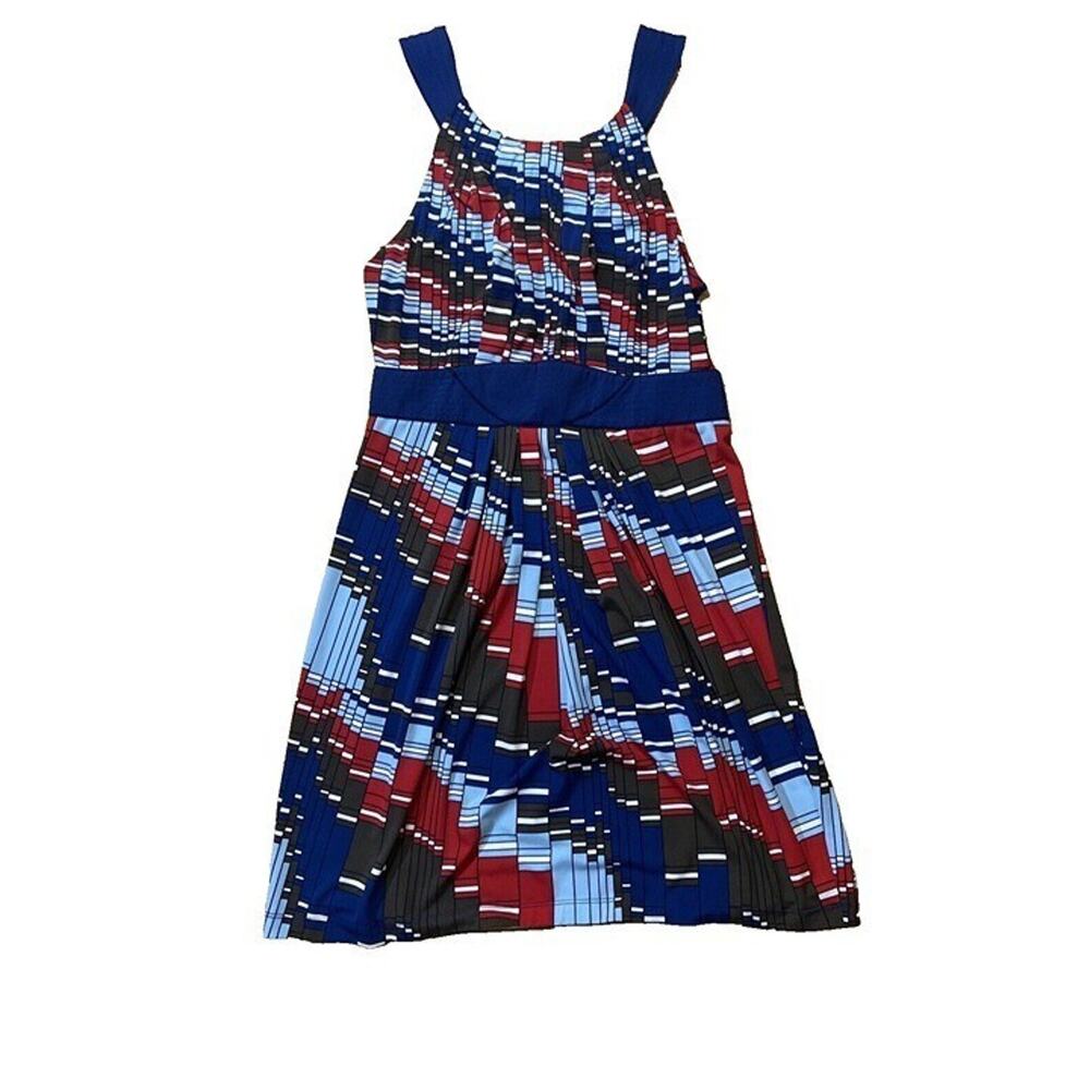 BCBG Maxazria Size Medium Dress Shades of Blue Dressy Casual Knee Length